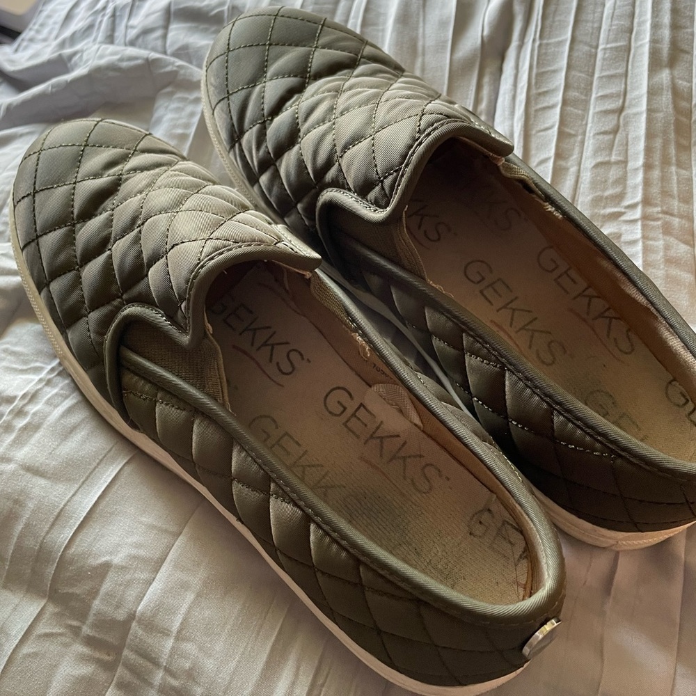Green slip on shoes